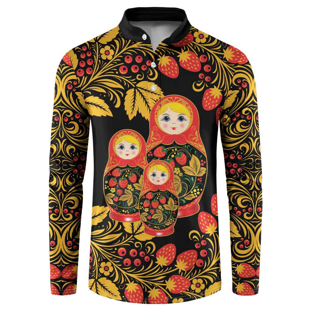 Russian Matryoshka Doll Button Sweatshirt Khokhloma Patterns - Wonder Print Shop