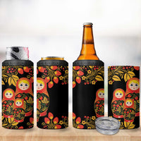 Russian Matryoshka Doll 4 in 1 Can Cooler Tumbler Khokhloma Patterns - Wonder Print Shop
