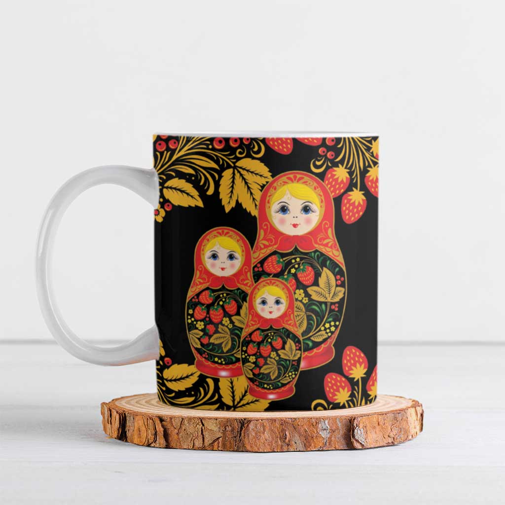 Russian Matryoshka Doll Ceramic Mug Khokhloma Patterns - Wonder Print Shop