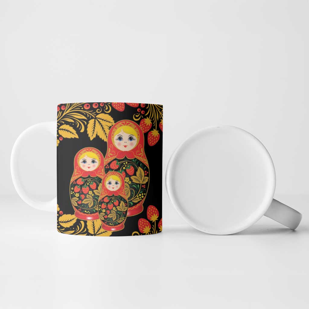 Russian Matryoshka Doll Ceramic Mug Khokhloma Patterns - Wonder Print Shop