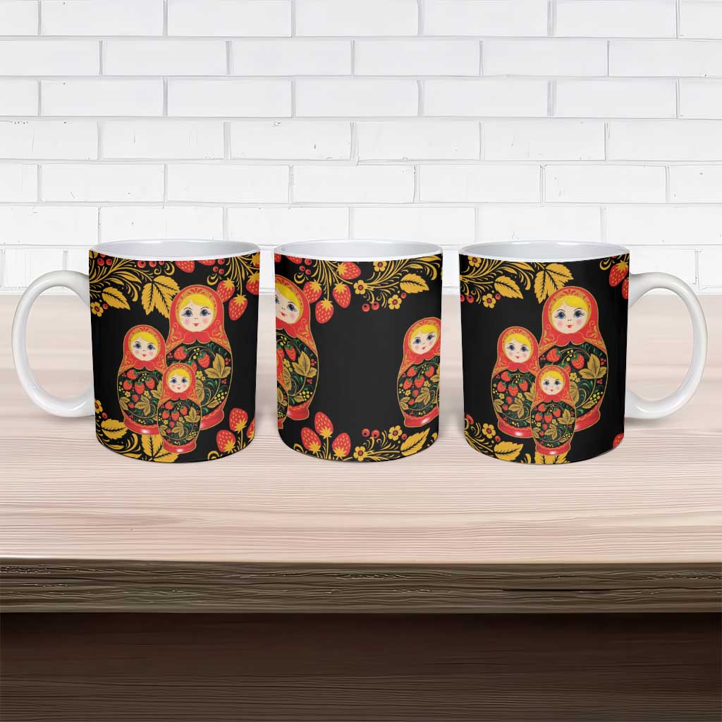 Russian Matryoshka Doll Ceramic Mug Khokhloma Patterns - Wonder Print Shop