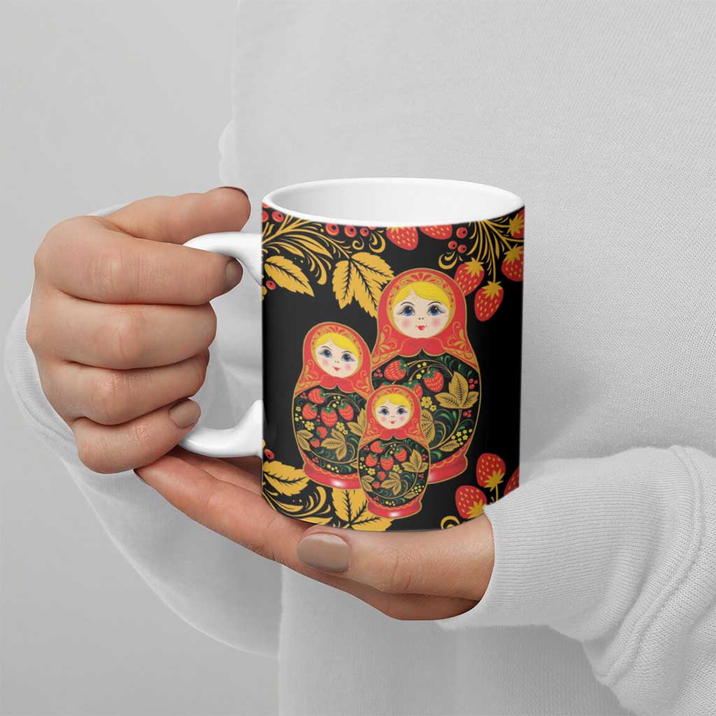 Russian Matryoshka Doll Ceramic Mug Khokhloma Patterns - Wonder Print Shop