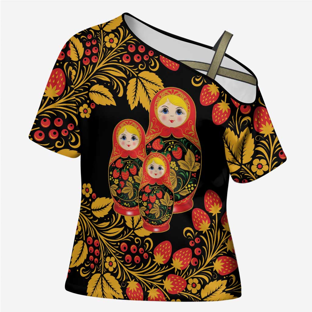 Russian Matryoshka Doll Cross Shoulder Shirt Khokhloma Patterns - Wonder Print Shop
