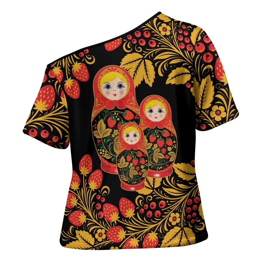 Russian Matryoshka Doll Cross Shoulder Shirt Khokhloma Patterns - Wonder Print Shop