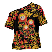 Russian Matryoshka Doll Cross Shoulder Shirt Khokhloma Patterns - Wonder Print Shop