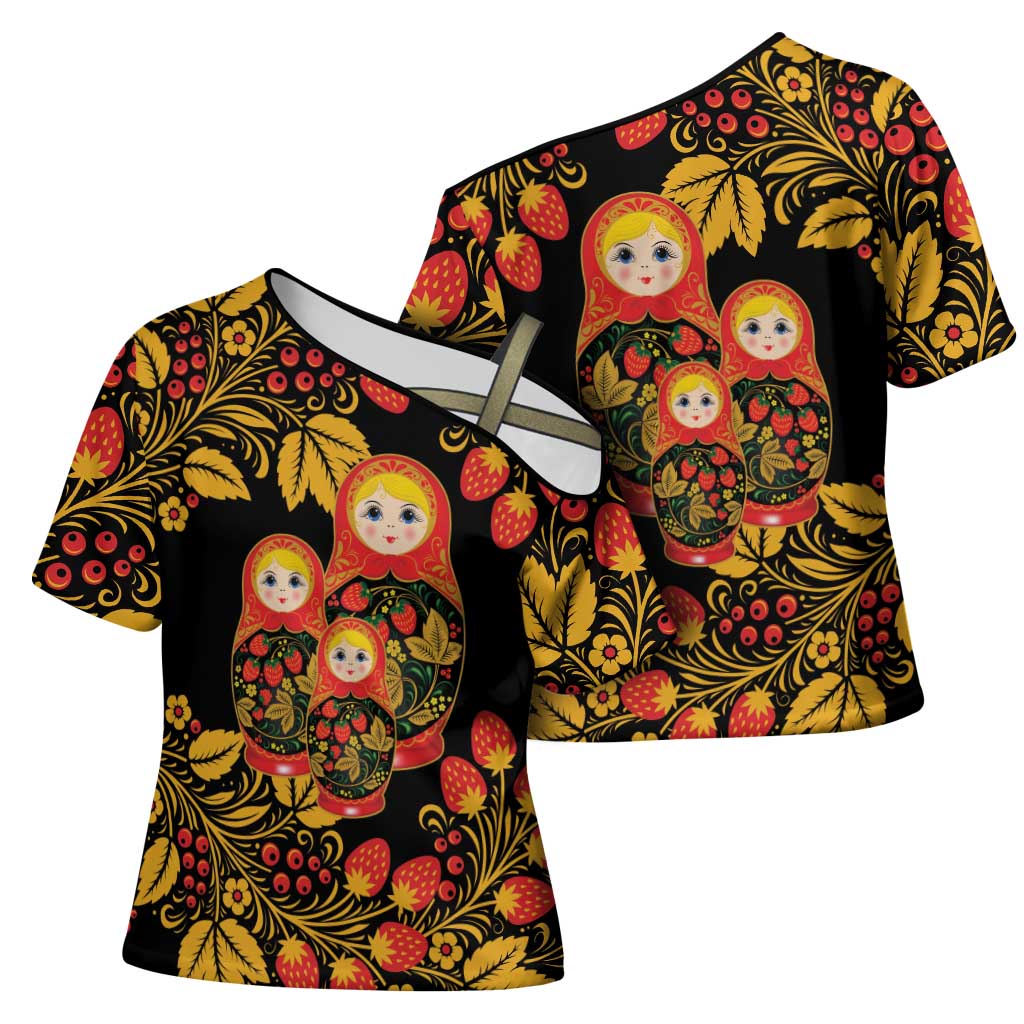 Russian Matryoshka Doll Cross Shoulder Shirt Khokhloma Patterns - Wonder Print Shop