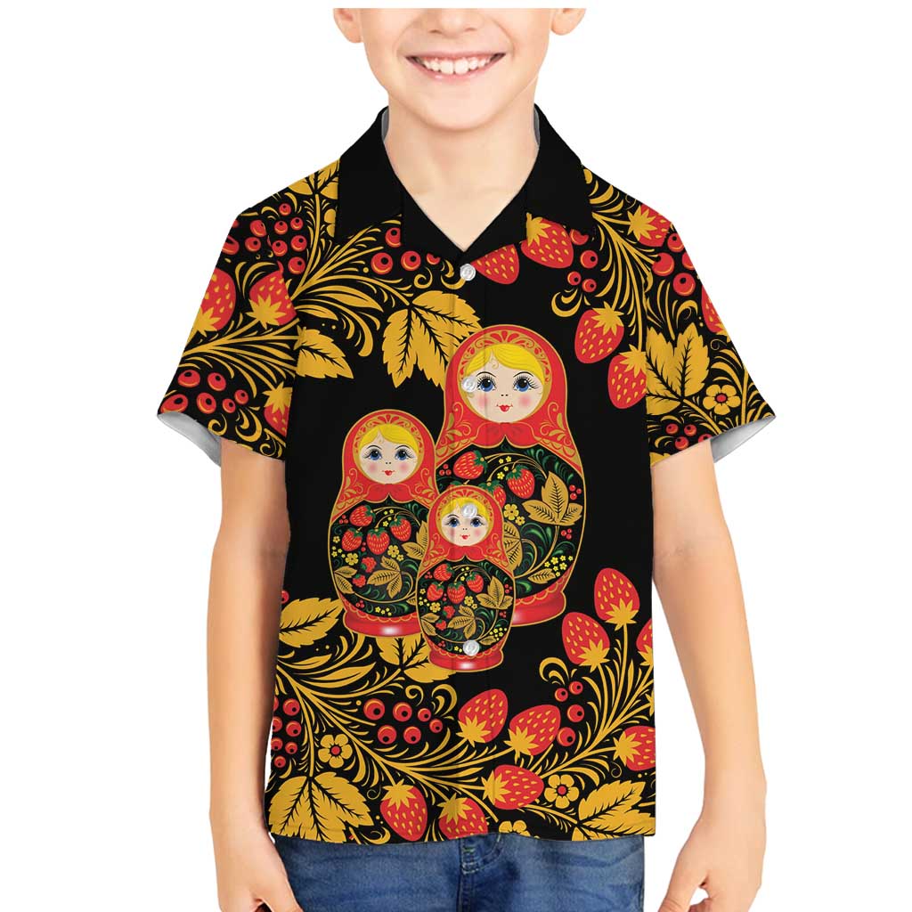 Russian Matryoshka Doll Family Matching Mermaid Dress and Hawaiian Shirt Khokhloma Patterns - Wonder Print Shop
