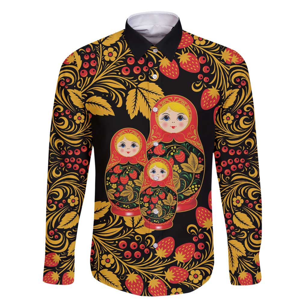 Russian Matryoshka Doll Family Matching Puletasi and Hawaiian Shirt Khokhloma Patterns - Wonder Print Shop