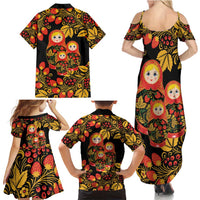 Russian Matryoshka Doll Family Matching Summer Maxi Dress and Hawaiian Shirt Khokhloma Patterns - Wonder Print Shop