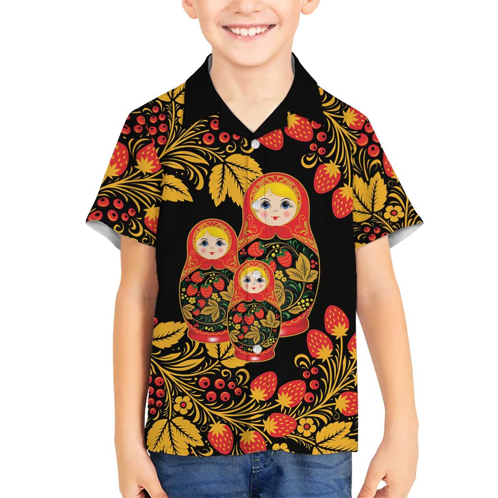 Russian Matryoshka Doll Family Matching Tank Maxi Dress and Hawaiian Shirt Khokhloma Patterns - Wonder Print Shop