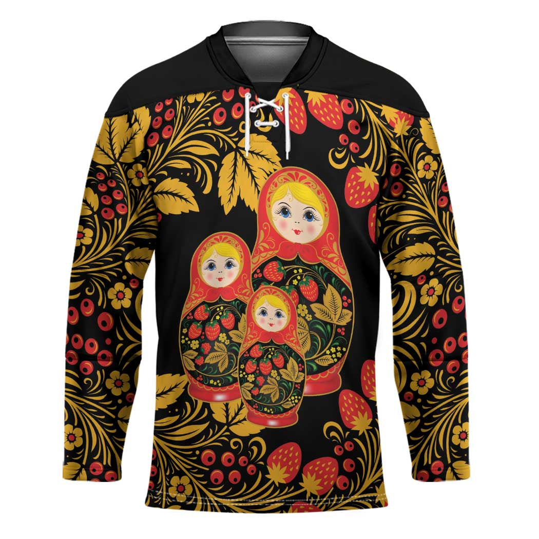 Russian Matryoshka Doll Hockey Jersey Khokhloma Patterns - Wonder Print Shop