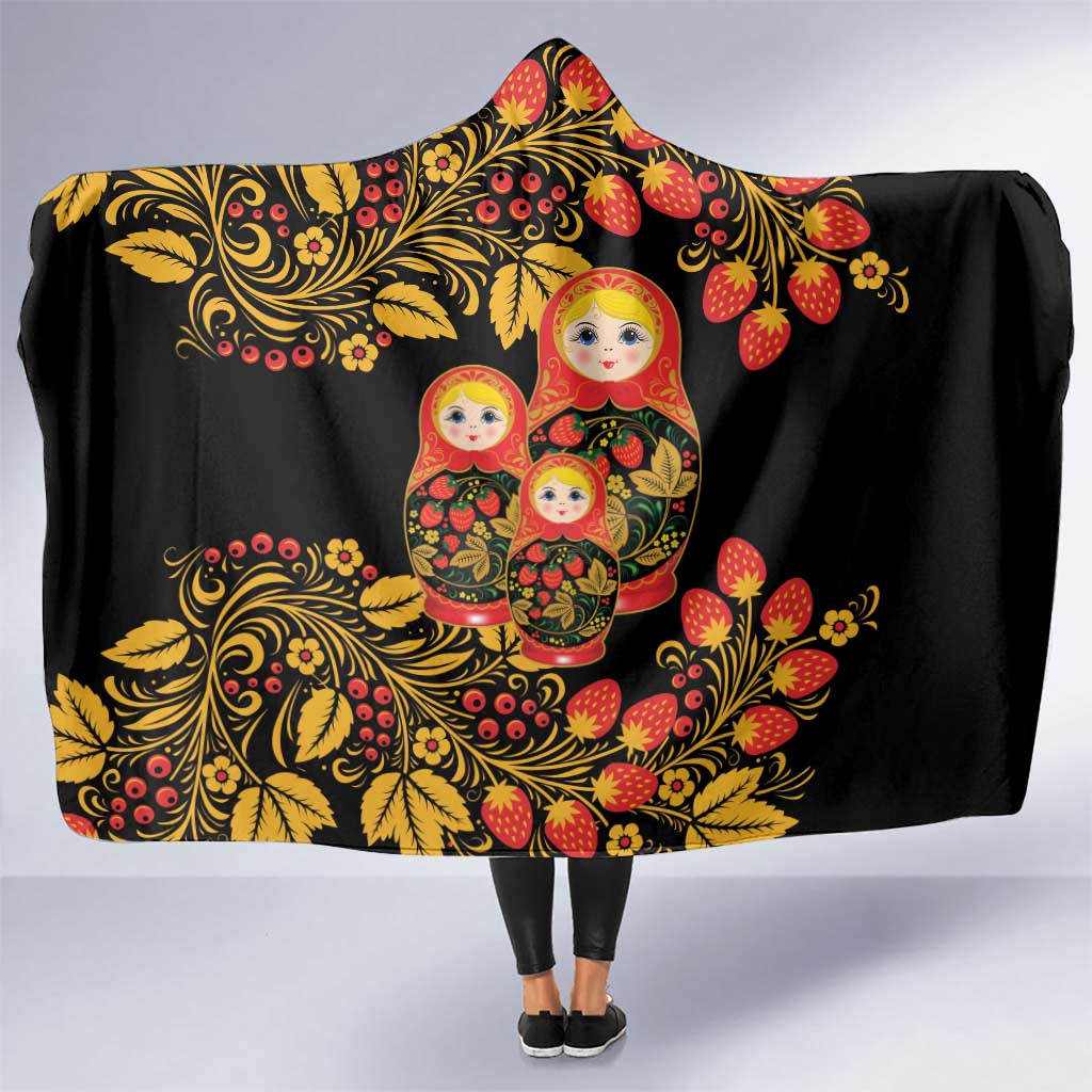 Russian Matryoshka Doll Hooded Blanket Khokhloma Patterns - Wonder Print Shop
