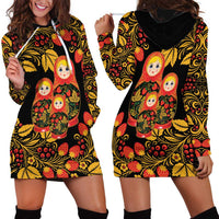 Russian Matryoshka Doll Hoodie Dress Khokhloma Patterns - Wonder Print Shop