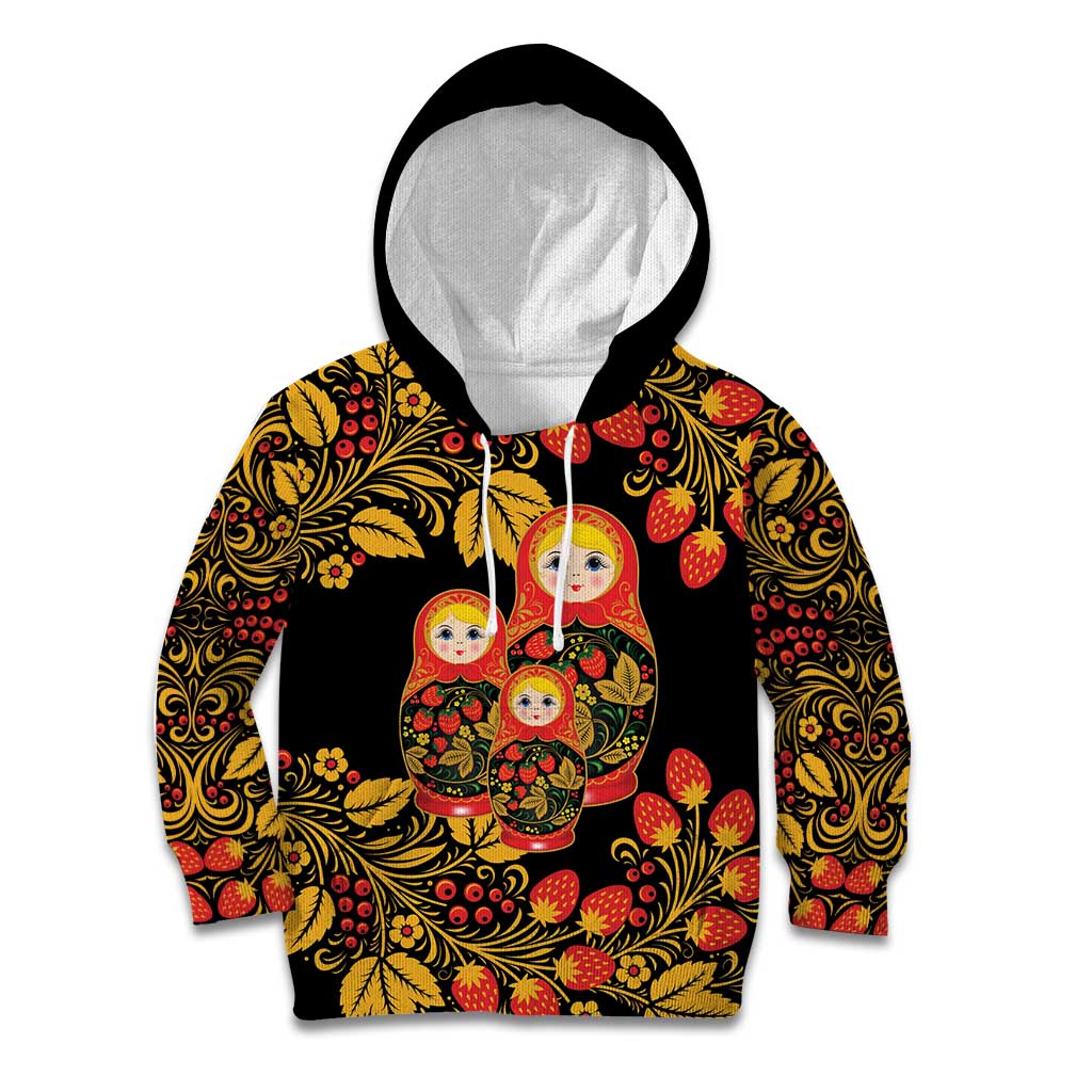 Russian Matryoshka Doll Kid Hoodie Khokhloma Patterns - Wonder Print Shop