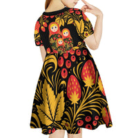 Russian Matryoshka Doll Kid Short Sleeve Dress Khokhloma Patterns - Wonder Print Shop