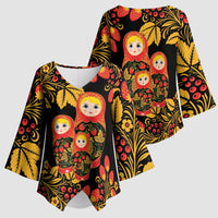 Russian Matryoshka Doll Kimono Sleeve Blouse Khokhloma Patterns - Wonder Print Shop