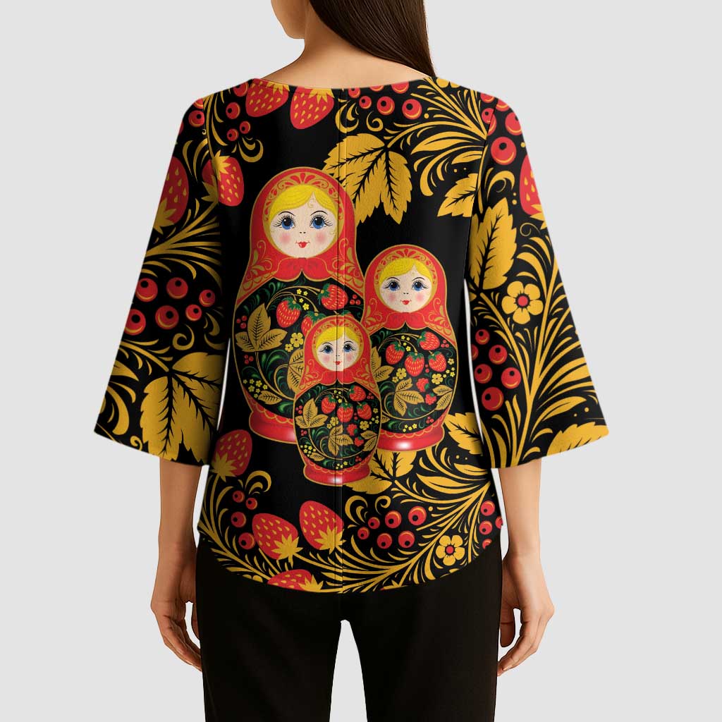 Russian Matryoshka Doll Kimono Sleeve Blouse Khokhloma Patterns - Wonder Print Shop