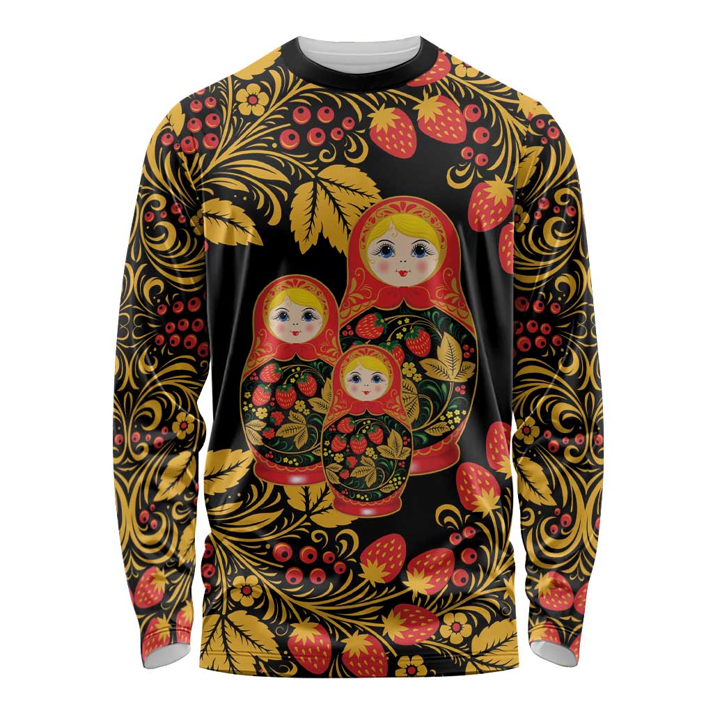 Russian Matryoshka Doll Long Sleeve Shirt Khokhloma Patterns - Wonder Print Shop