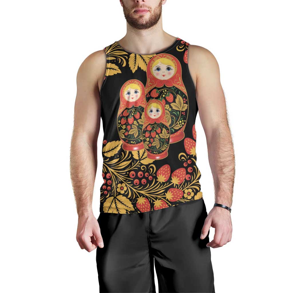 Russian Matryoshka Doll Men Tank Top Khokhloma Patterns - Wonder Print Shop