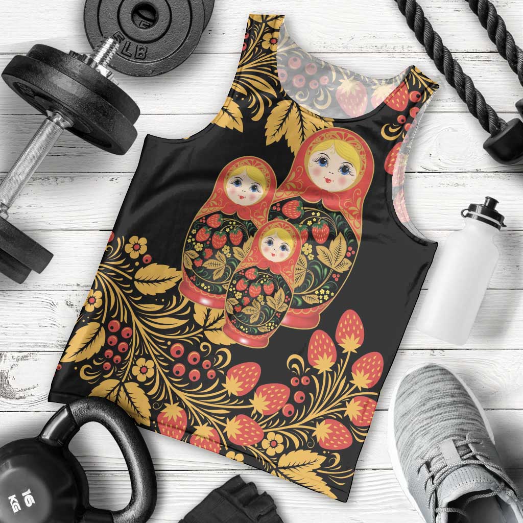 Russian Matryoshka Doll Men Tank Top Khokhloma Patterns - Wonder Print Shop