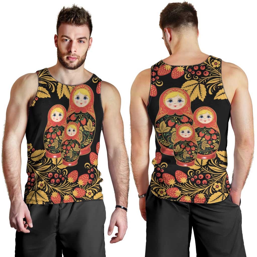 Russian Matryoshka Doll Men Tank Top Khokhloma Patterns - Wonder Print Shop