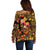 Russian Matryoshka Doll Off Shoulder Sweater Khokhloma Patterns - Wonder Print Shop