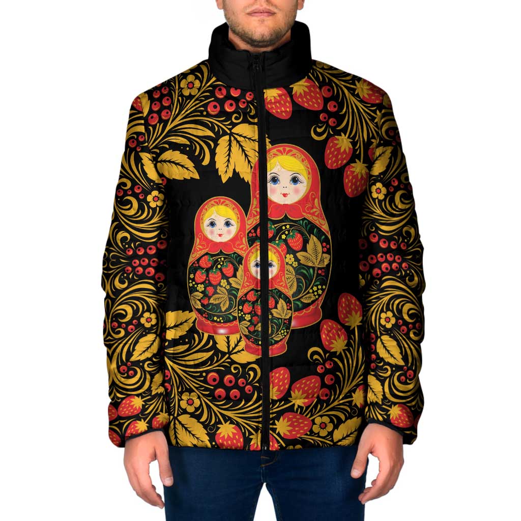 Russian Matryoshka Doll Padded Jacket Khokhloma Patterns - Wonder Print Shop