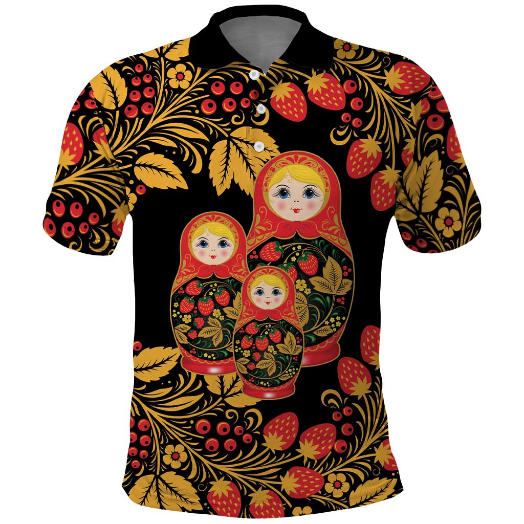 Russian Matryoshka Doll Polo Shirt Khokhloma Patterns - Wonder Print Shop