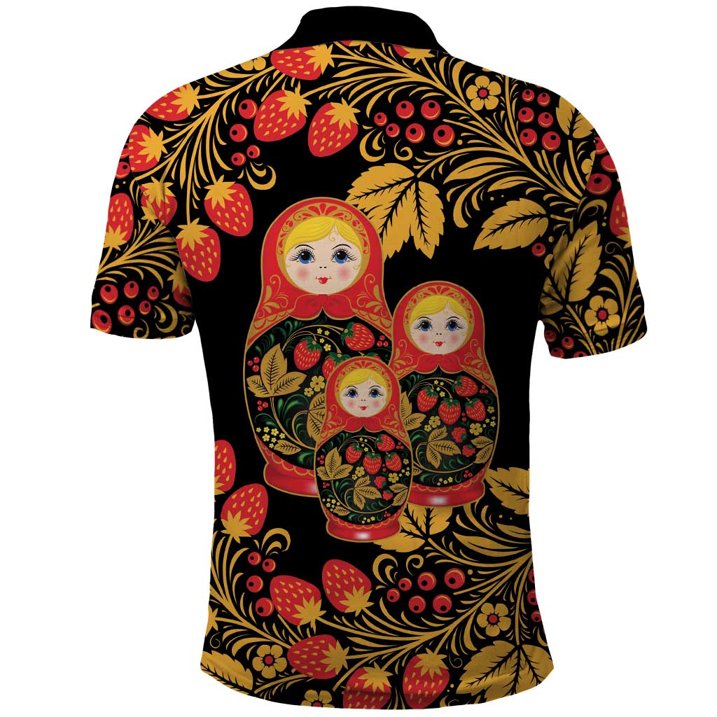 Russian Matryoshka Doll Polo Shirt Khokhloma Patterns - Wonder Print Shop