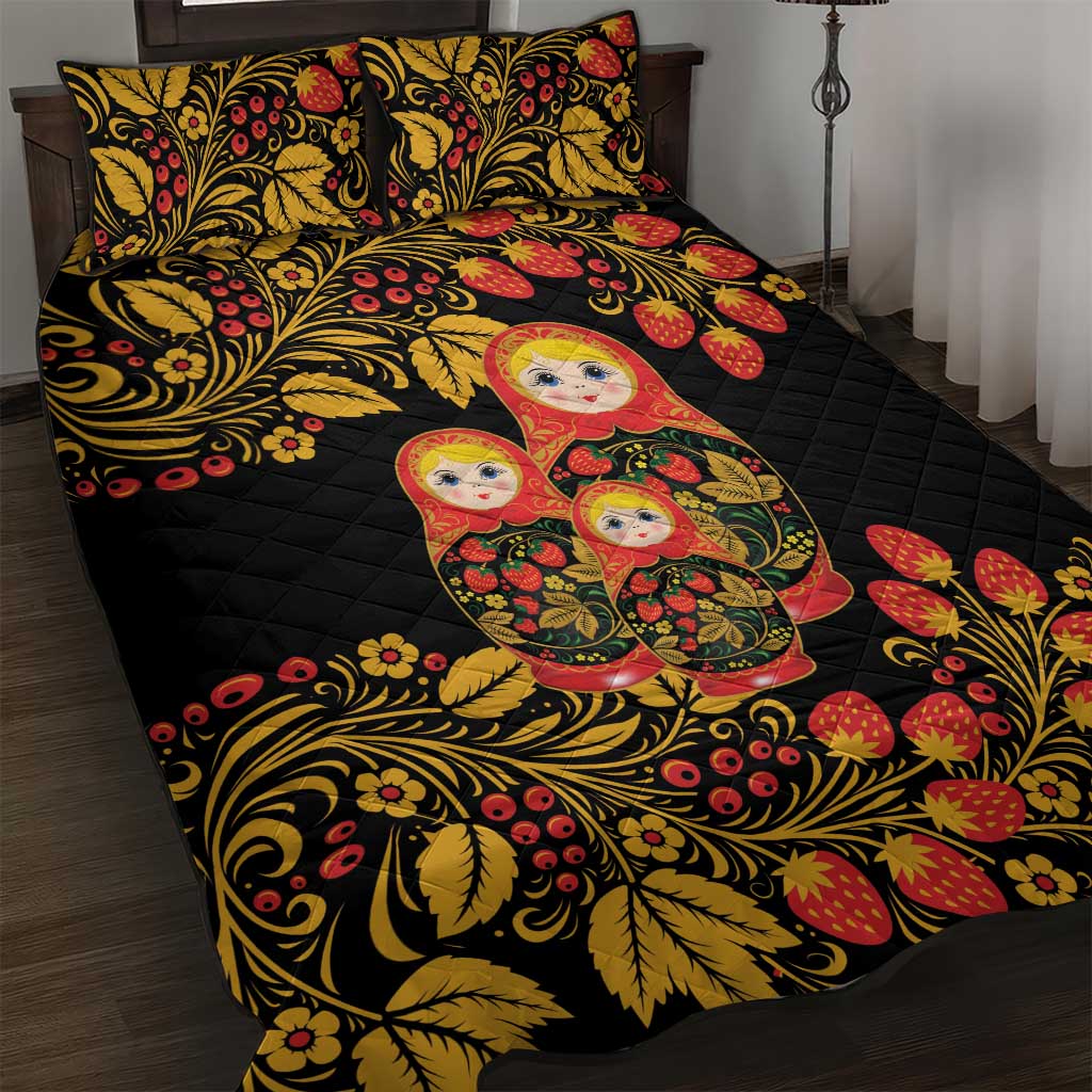 Russian Matryoshka Doll Quilt Bed Set Khokhloma Patterns - Wonder Print Shop