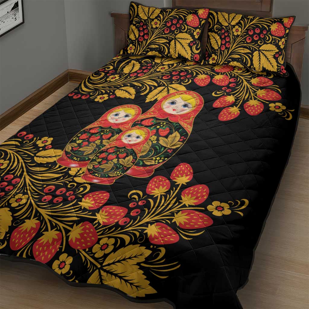 Russian Matryoshka Doll Quilt Bed Set Khokhloma Patterns - Wonder Print Shop