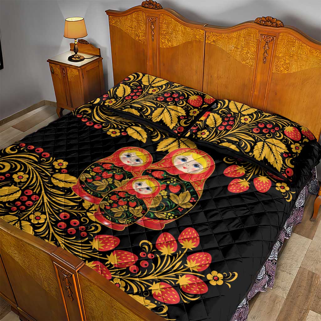 Russian Matryoshka Doll Quilt Bed Set Khokhloma Patterns - Wonder Print Shop