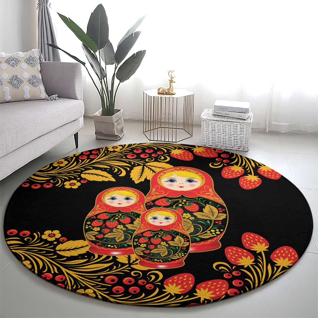 Russian Matryoshka Doll Round Carpet Khokhloma Patterns - Wonder Print Shop
