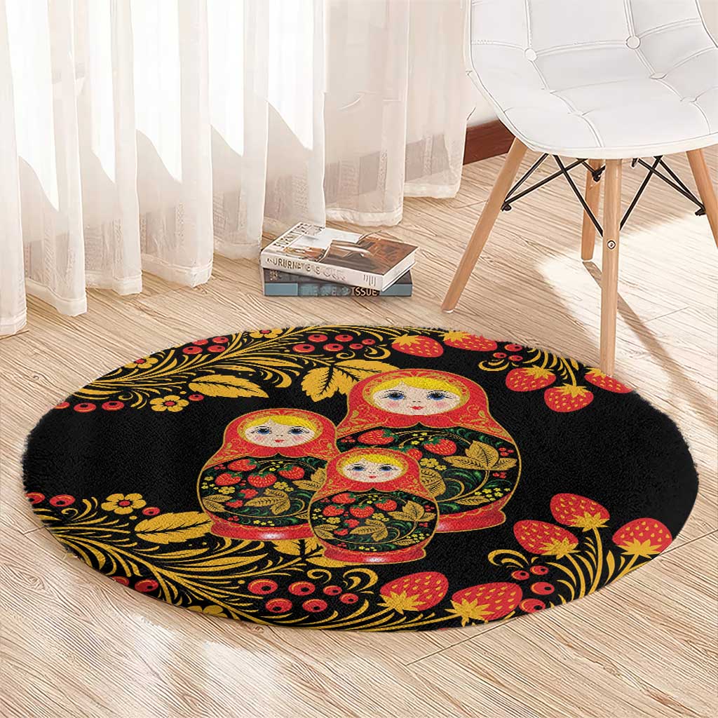 Russian Matryoshka Doll Round Carpet Khokhloma Patterns - Wonder Print Shop