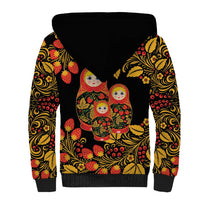 Russian Matryoshka Doll Sherpa Hoodie Khokhloma Patterns - Wonder Print Shop