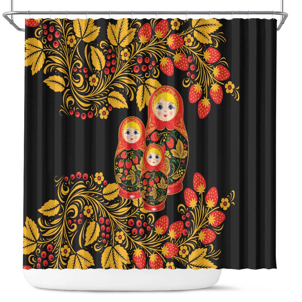 Russian Matryoshka Doll Shower Curtain Khokhloma Patterns - Wonder Print Shop