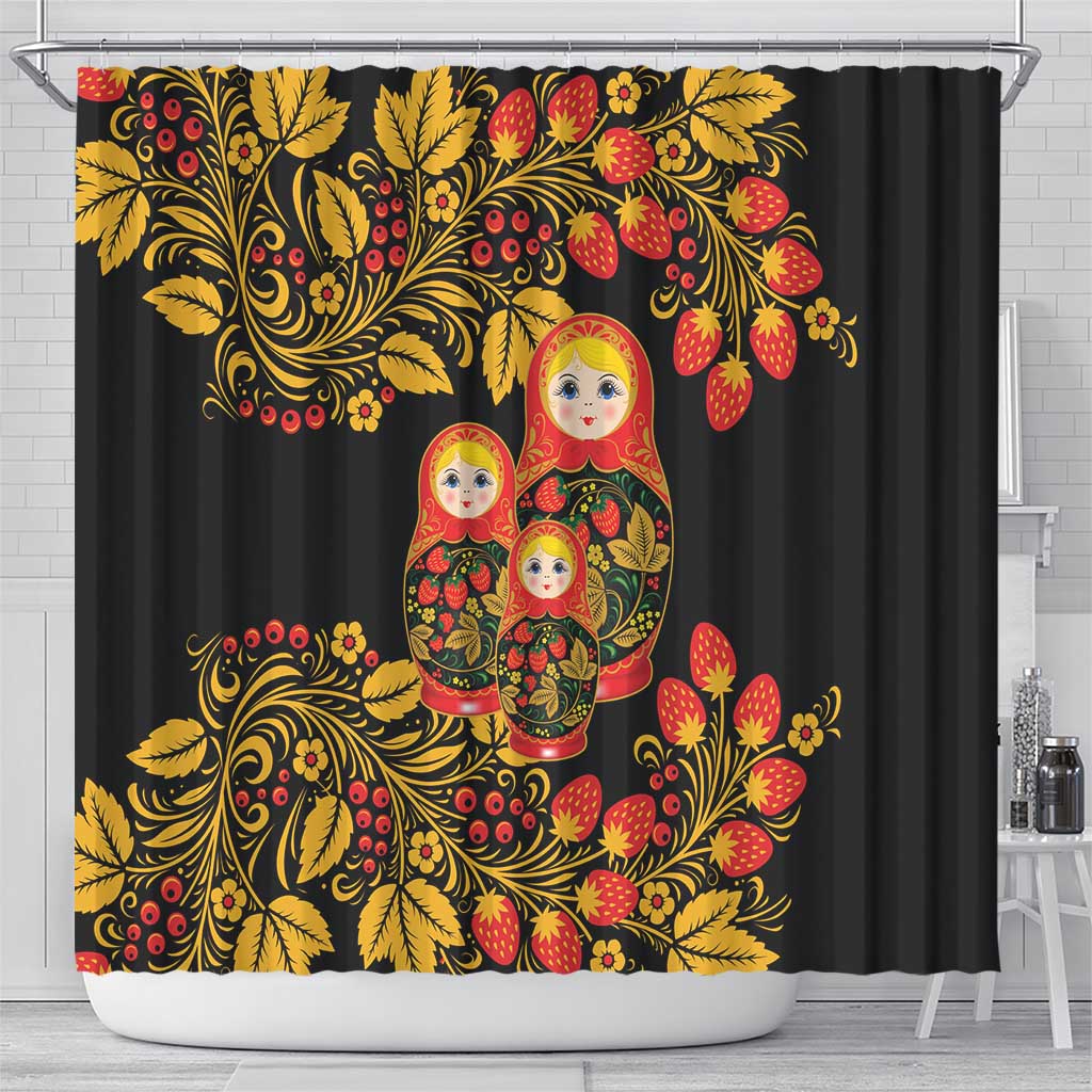 Russian Matryoshka Doll Shower Curtain Khokhloma Patterns - Wonder Print Shop