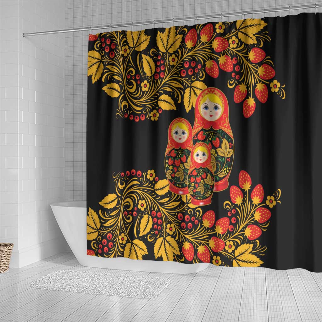 Russian Matryoshka Doll Shower Curtain Khokhloma Patterns - Wonder Print Shop