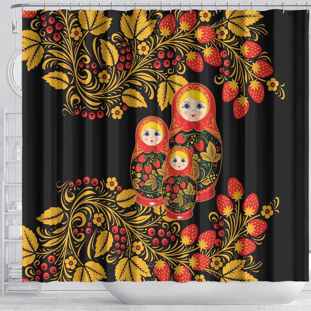 Russian Matryoshka Doll Shower Curtain Khokhloma Patterns - Wonder Print Shop