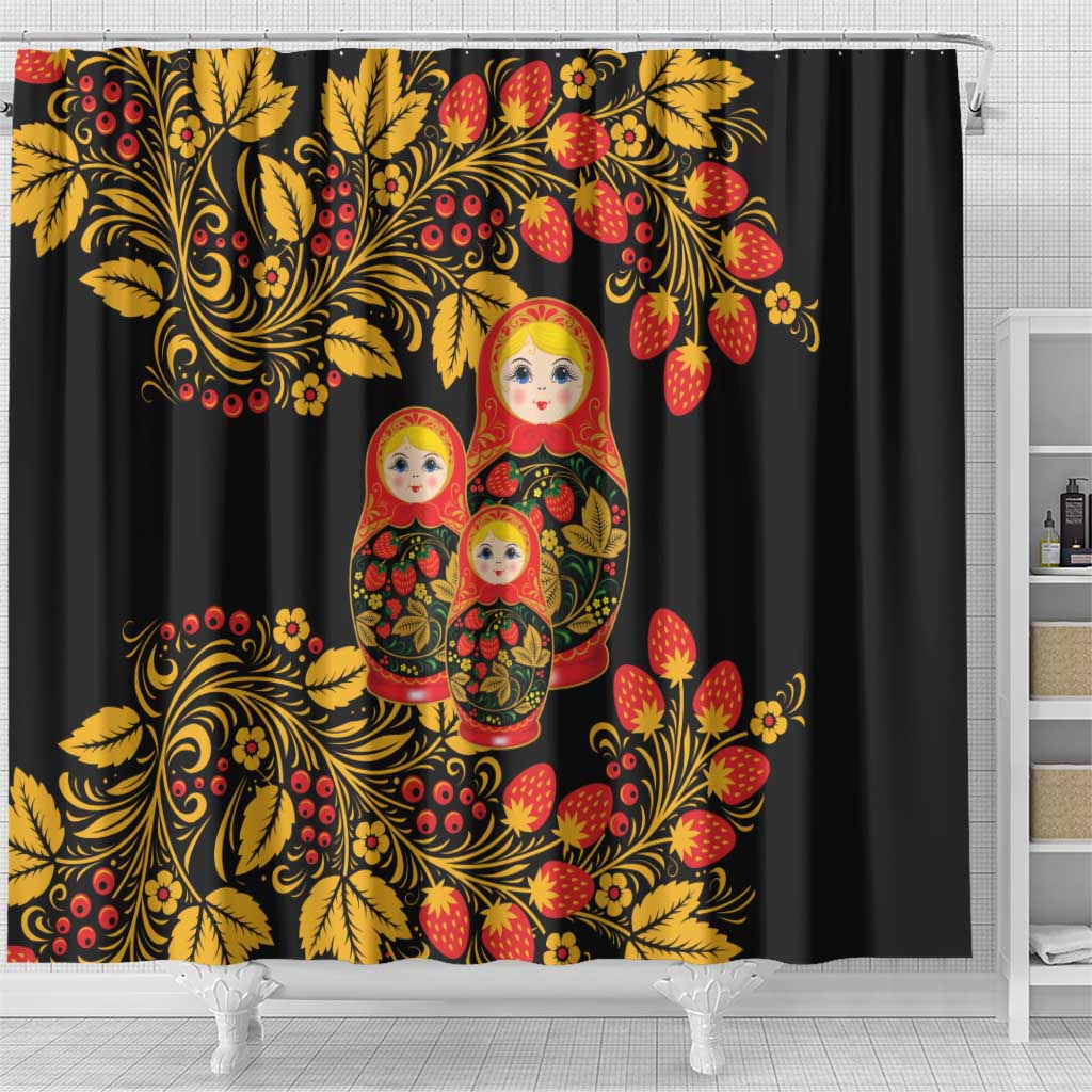 Russian Matryoshka Doll Shower Curtain Khokhloma Patterns - Wonder Print Shop