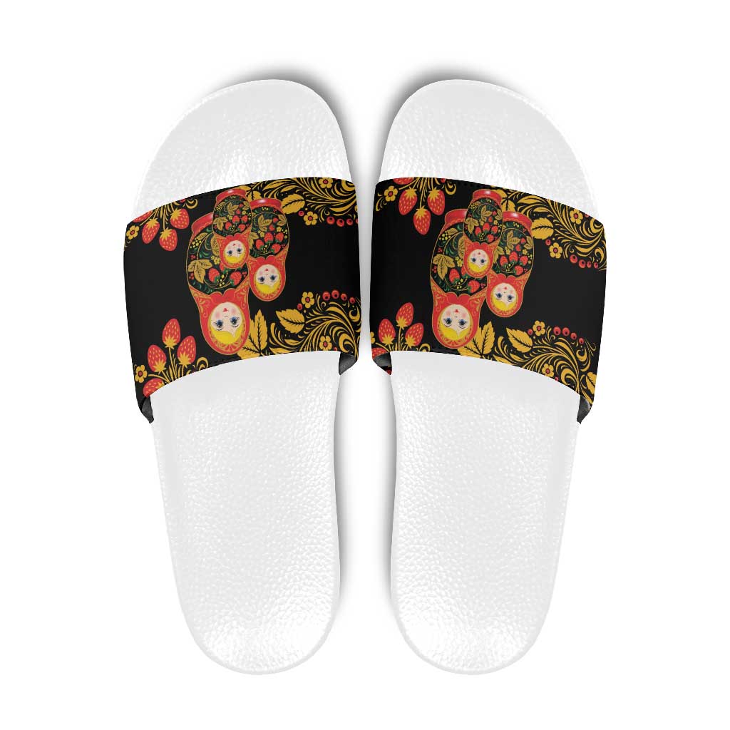 Russian Matryoshka Doll Slide Sandals Khokhloma Patterns - Wonder Print Shop