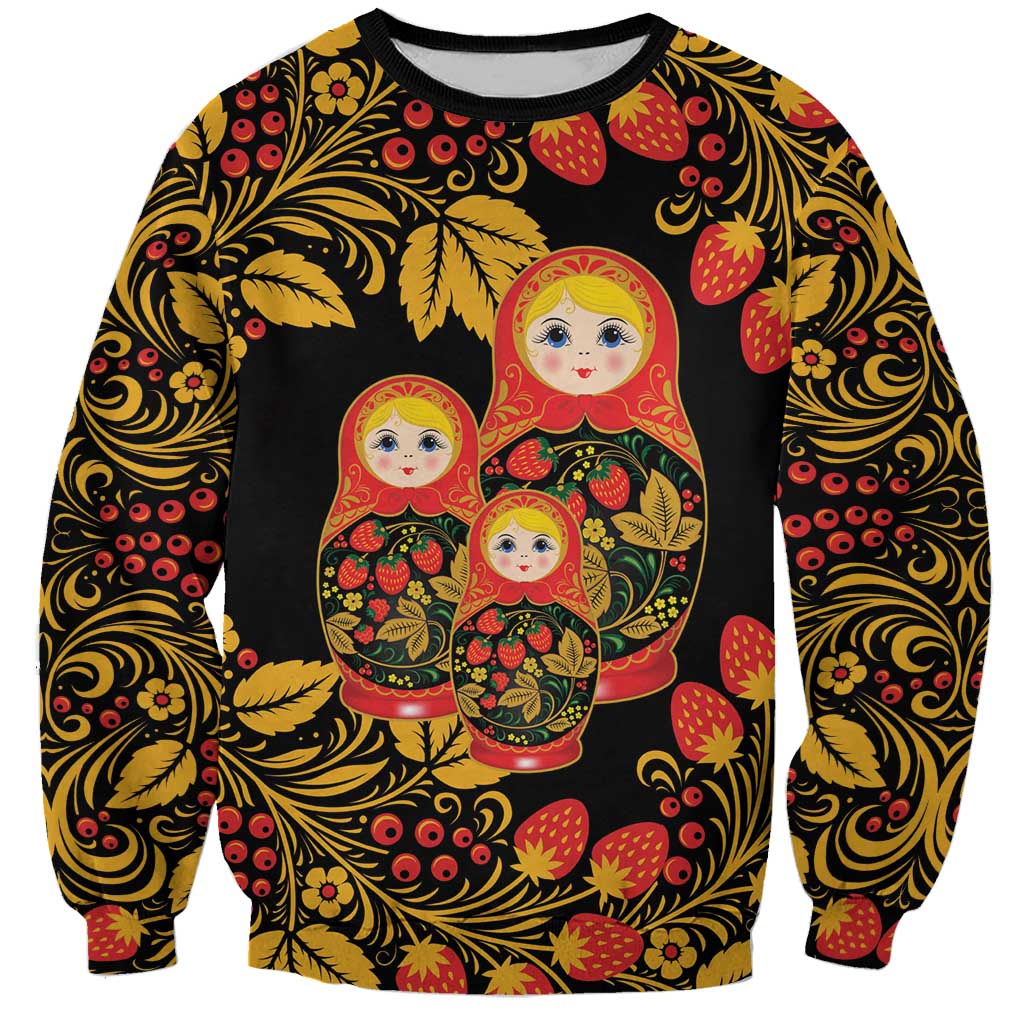 Russian Matryoshka Doll Sweatshirt Khokhloma Patterns - Wonder Print Shop