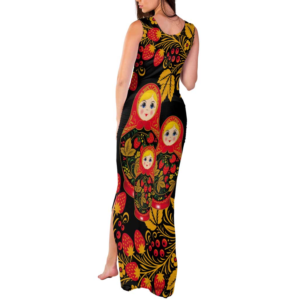 Russian Matryoshka Doll Tank Maxi Dress Khokhloma Patterns - Wonder Print Shop