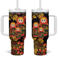 Russian Matryoshka Doll Tumbler With Handle Khokhloma Patterns - Wonder Print Shop