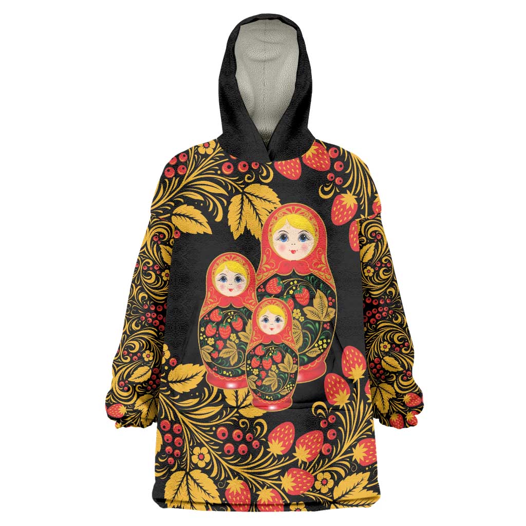 Russian Matryoshka Doll Wearable Blanket Hoodie Khokhloma Patterns - Wonder Print Shop
