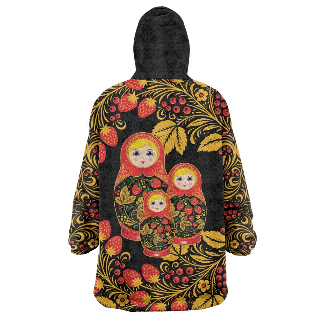 Russian Matryoshka Doll Wearable Blanket Hoodie Khokhloma Patterns - Wonder Print Shop