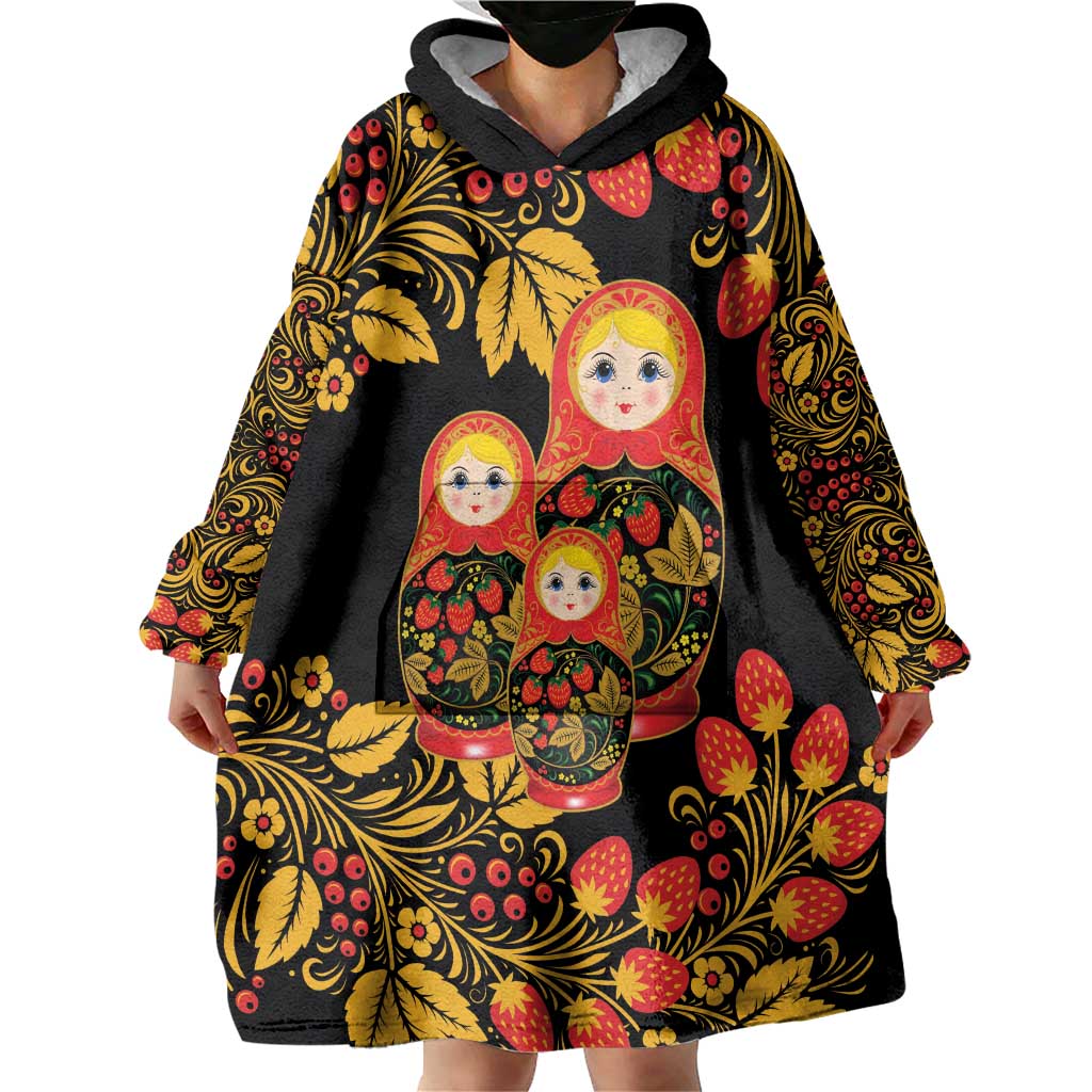 Russian Matryoshka Doll Wearable Blanket Hoodie Khokhloma Patterns - Wonder Print Shop