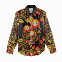 Russian Matryoshka Doll Women Casual Shirt Khokhloma Patterns - Wonder Print Shop