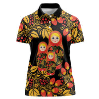 Russian Matryoshka Doll Women Polo Shirt Khokhloma Patterns - Wonder Print Shop