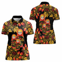 Russian Matryoshka Doll Women Polo Shirt Khokhloma Patterns - Wonder Print Shop